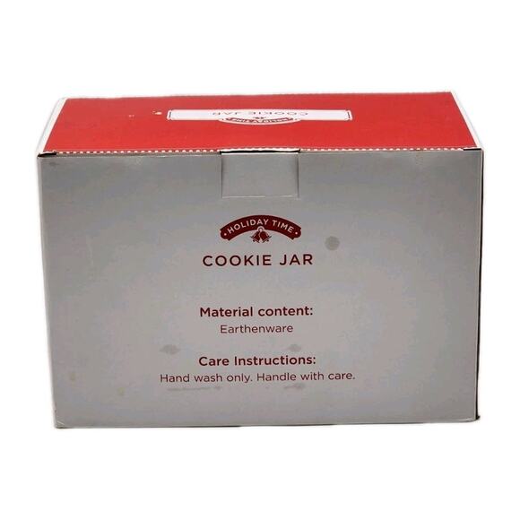 Holiday Time Christmas Tree Red Truck Cookie Jar Green Wreath Hand Painted - Picture 4 of 5